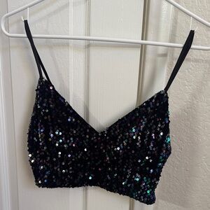 Forever 21 Black Sequin Crop Top